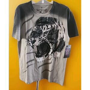 Y2K Shirt Mens Medium Studded Konquest Nocturnal Tiger NWT A117 Excellent New